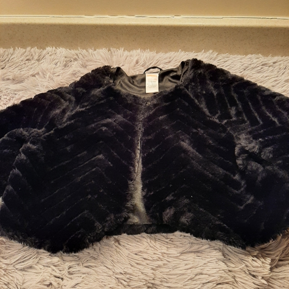 Gymboree Black Faux Fur Jacket Size Large (10-12)